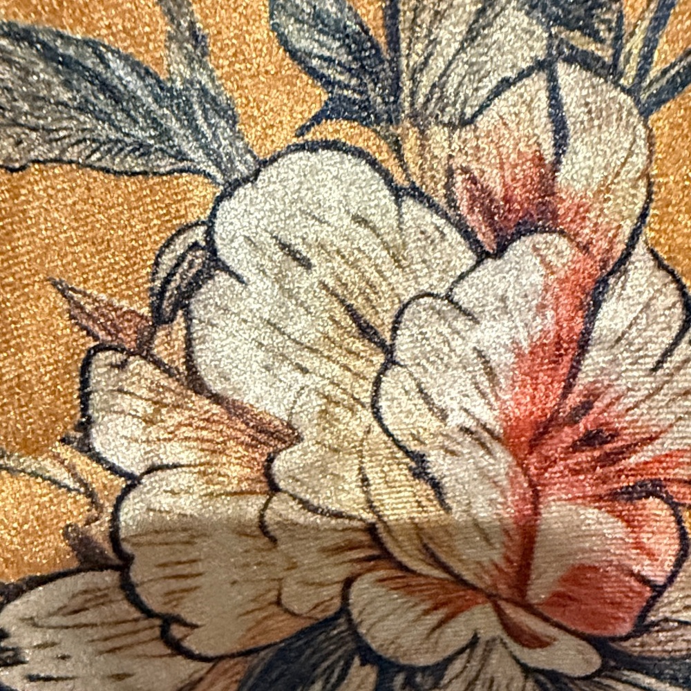 Floral High Waisted Velvet Wide-Leg Joggers in Dark Yellow Size 14 - Picture 7 of 10